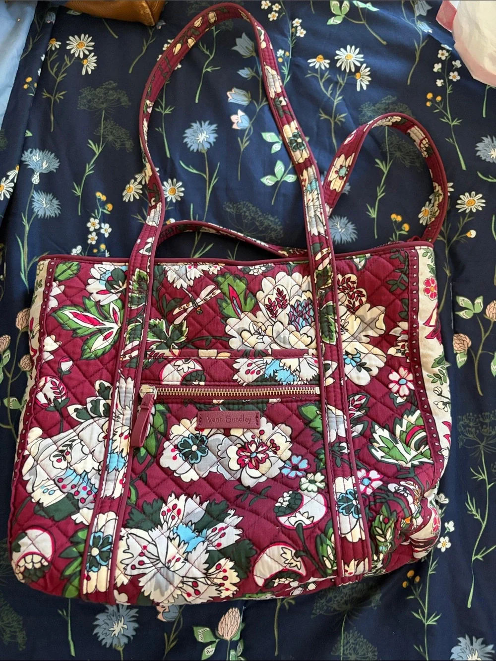 Vera Bradley Burgundy Floral Quilted Tote